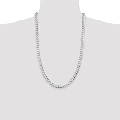 Sterling Silver Rhodium-plated 6.8mm Flat Curb Chain