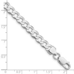 Sterling Silver Rhodium-plated 6.8mm Flat Curb Chain - 7