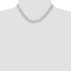 Sterling Silver 7.5mm Flat Curb Chain - 11