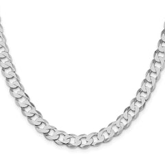 Sterling Silver Rhodium-plated 7.5mm Flat Curb Chain - 5
