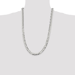 Sterling Silver 8.5mm Flat Curb Chain - 10
