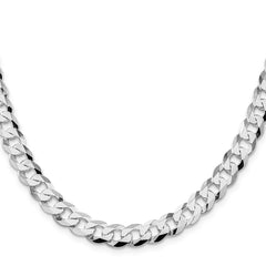 Sterling Silver Rhodium-plated 8.5mm Flat Curb Chain - 7