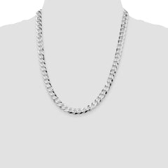 Sterling Silver Rhodium-plated 8.5mm Flat Curb Chain - 5