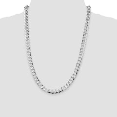 Sterling Silver Rhodium-plated 8.5mm Flat Curb Chain - 3