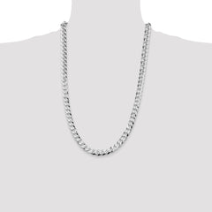 Sterling Silver Rhodium-plated 8.5mm Flat Curb Chain - 4