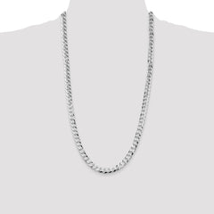 Sterling Silver Rhodium-plated 8.5mm Flat Curb Chain - 7