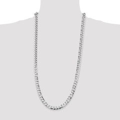 Sterling Silver Rhodium-plated 8.5mm Flat Curb Chain - 8