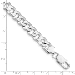 Sterling Silver Rhodium-plated 8.5mm Flat Curb Chain - 9