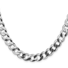 Sterling Silver Rhodium-plated 9.75mm Flat Curb Chain - 6