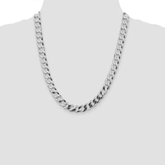 Sterling Silver Rhodium-plated 9.75mm Flat Curb Chain - 7