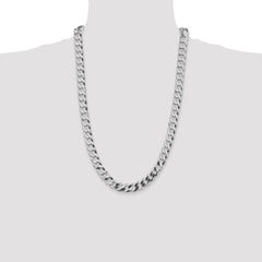 Sterling Silver Rhodium-plated 9.75mm Flat Curb Chain - 8