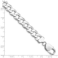 Sterling Silver Rhodium-plated 9.75mm Flat Curb Chain - 4