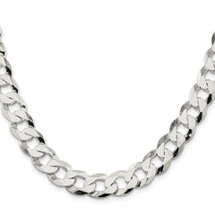 Sterling Silver Rhodium-plated 11.75mm Flat Curb Chain - 7