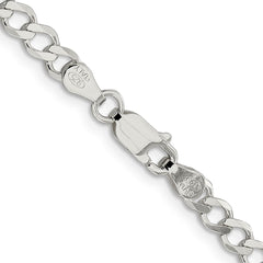 Sterling Silver 4.5mm Semi-solid Flat Curb Chain - 4