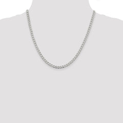 Sterling Silver 4.5mm Semi-solid Flat Curb Chain - 4