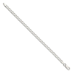 Sterling Silver 5.3mm Semi-solid Flat Curb Chain - 5