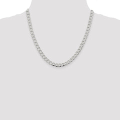 Sterling Silver 6.7mm Semi-solid Flat Curb Chain - 2