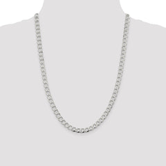 Sterling Silver 6.7mm Semi-solid Flat Curb Chain - 5