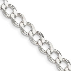 Sterling Silver 6.7mm Semi-solid Flat Curb Chain - 5
