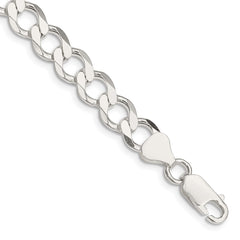 Sterling Silver 8.1mm Semi-solid Flat Curb Chain - 2