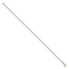 Sterling Silver 1.5mm Open Elongated Link Chain Anklet - 2