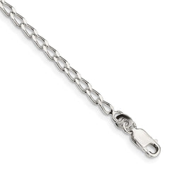 Sterling Silver 2.8mm Open Elongated Link Chain Anklet - 2