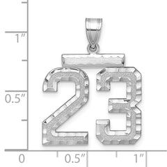 Sterling Silver Rhodium-plated Large #23 Charm