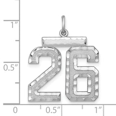 Sterling Silver Rhodium-plated Large #26 Charm