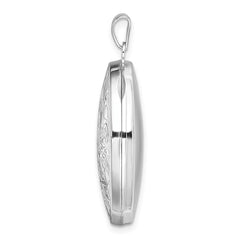 Sterling Silver Rhodium-plated Scroll Oval Locket - 2