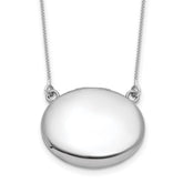 Sterling Silver Rhodium-plated Polished Front/Brushed Back 18.75 inch with 2 inch extension 20mm Oval Locket Necklace