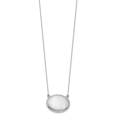 Sterling Silver Rhodium-plated Brushed with Border 18.75 inch with 2 inch extension 20mm Oval Locket Necklace