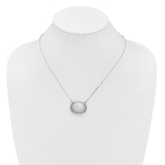 Sterling Silver Rhodium-plated Brushed with Border 18.75 inch with 2 inch extension 20mm Oval Locket Necklace