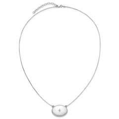 Sterling Silver Rhodium-plated Polished Front/Brushed Back 1/20 ct. Diamond 18.75 inch with 2 inch extension 20mm Oval Locket Necklace