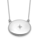 Sterling Silver Rhodium-plated Polished Front/Brushed Back 1/20 ct. Diamond 18.75 inch with 2 inch extension 20mm Oval Locket Necklace