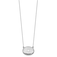 Sterling Silver Rhodium-plated Polished Front/Brushed Back 18.75 inch with 2 inch extension 20mm Oval Filigree Locket Necklace