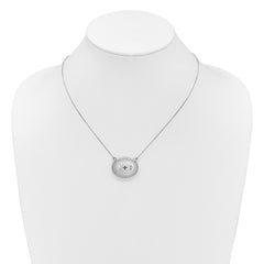 Sterling Silver Rhodium-plated Polished Front/Brushed Back 18.75 inch with 2 inch extension 20mm Oval Filigree Locket Necklace
