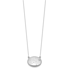 Sterling Silver Rhodium-plated Polished Front/Brushed Back Love To Moon and Back 18.75 inch with 2 inch ext. 20mm Oval Locket Necklace