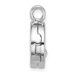 Sterling Silver Rhodium-plated Polished Star On 10mm Round Locket
