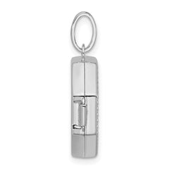 Sterling Silver Rhodium-plated Polished with Beaded Border 18mm Octagon Shaped Locket
