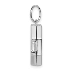Sterling Silver Rhodium-plated Half Point Diamond with Star 18mm Octagon Shaped Locket
