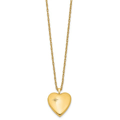 1/20 Gold Filled 20mm Polished/Satin Diamond Star Heart Locket Necklace