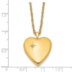 1/20 Gold Filled 20mm Polished/Satin Diamond Star Heart Locket Necklace