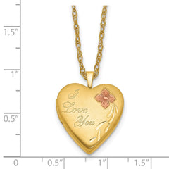 1/20 Gold Filled 20mm Enameled I Love You Heart Locket Necklace