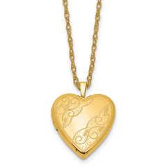1/20 Gold Filled 20mm Side Swirled Heart Locket Necklace