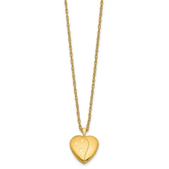 1/20 Gold Filled 16mm Satin and Polished Heart Locket Necklace