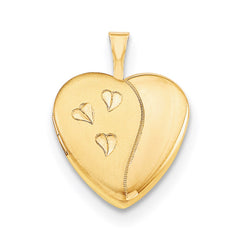 1/20 Gold Filled 16mm Satin and Polished Heart Locket Necklace