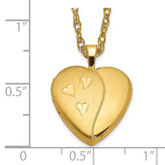 1/20 Gold Filled 16mm Satin and Polished Heart Locket Necklace