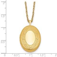 1/20 Gold Filled 26mm Leaf Border Oval Locket Necklace