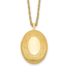 1/20 Gold Filled 26mm Leaf Border Oval Locket Necklace