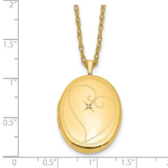 1/20 Gold Filled 26mm Diamond in Heart Oval Locket Necklace